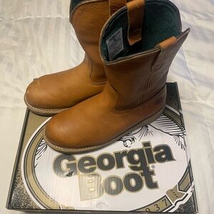 Georgia Boot Tan Leather Farm Ranch Boots - Steel Toe